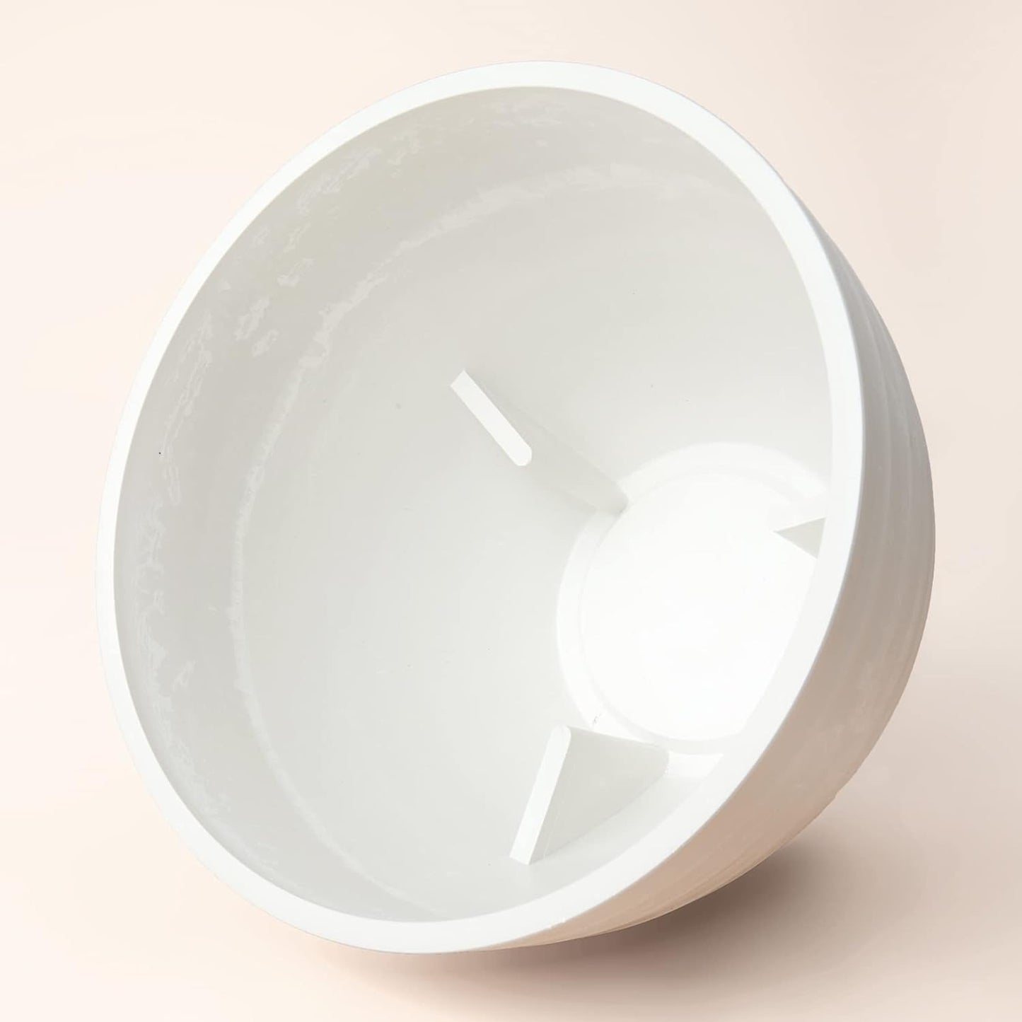 10.2-Inch Fluted White Stone Flower Pot - Versatile Indoor and Outdoor Planter