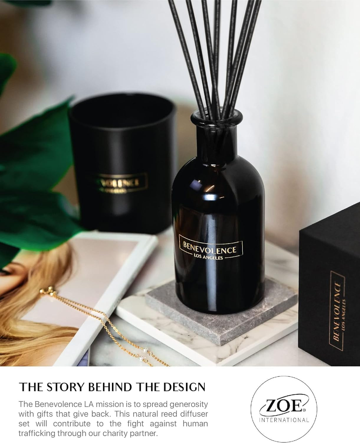 Reed Diffuser Set with Rose & Sandalwood Aromatherapy Fragrance | Elegant Home Décor Gift Box for Relaxation and Scent Enhancement