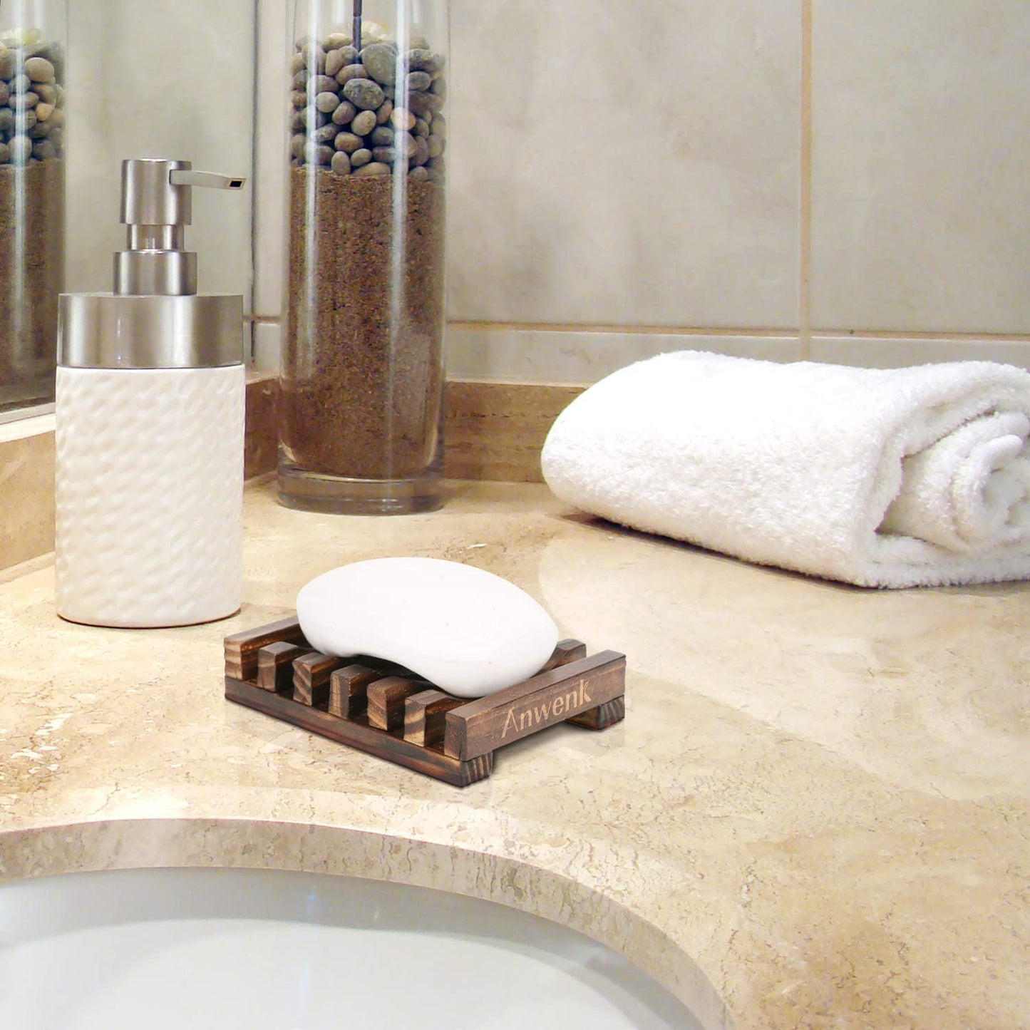 Handcrafted Wooden Soap Dish - Rectangular Sink Drainer for Soap, Sponges, and More (Single Pack)