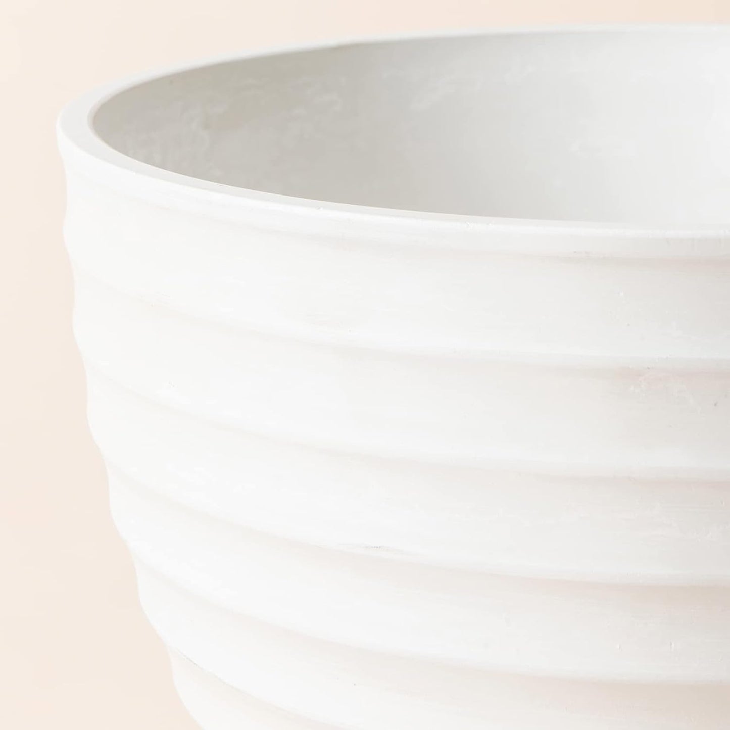 10.2-Inch Fluted White Stone Flower Pot - Versatile Indoor and Outdoor Planter