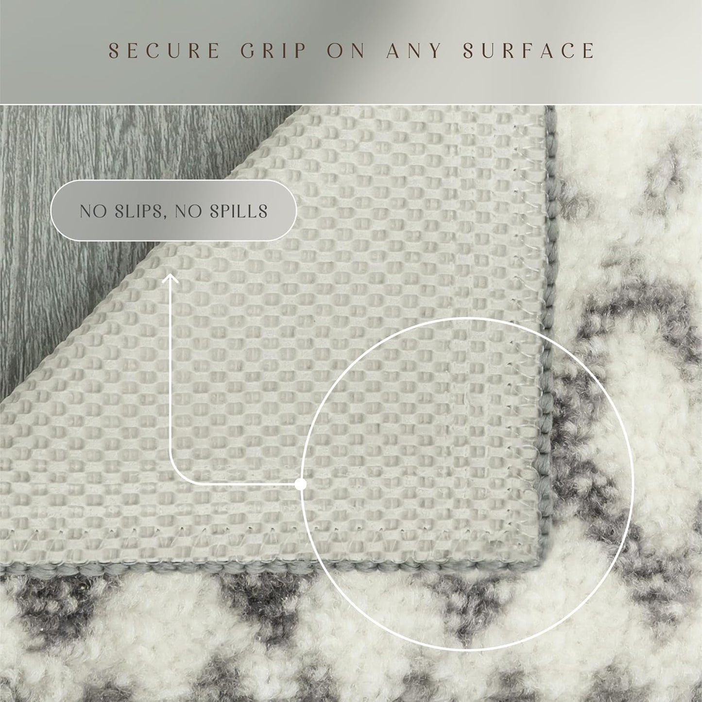 Abstract Diamond Modern Distressed Non-Slip Runner Rug for Hallway and Entryway, Made in USA, 2'6" x 10', Neutral Color