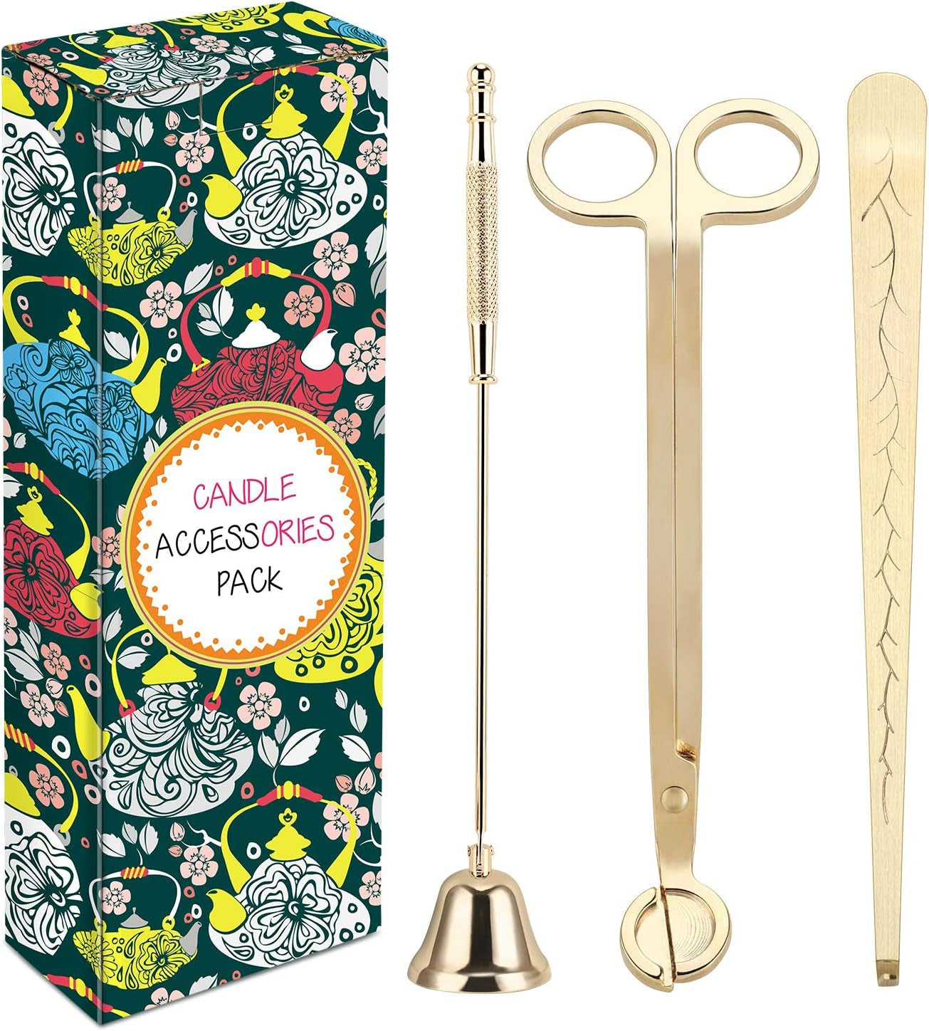3-in-1 Candle Accessory Set - Wick Trimmer, Snuffer, and Dipper in Elegant Champagne Gold Gift Packaging for Candle Enthusiasts