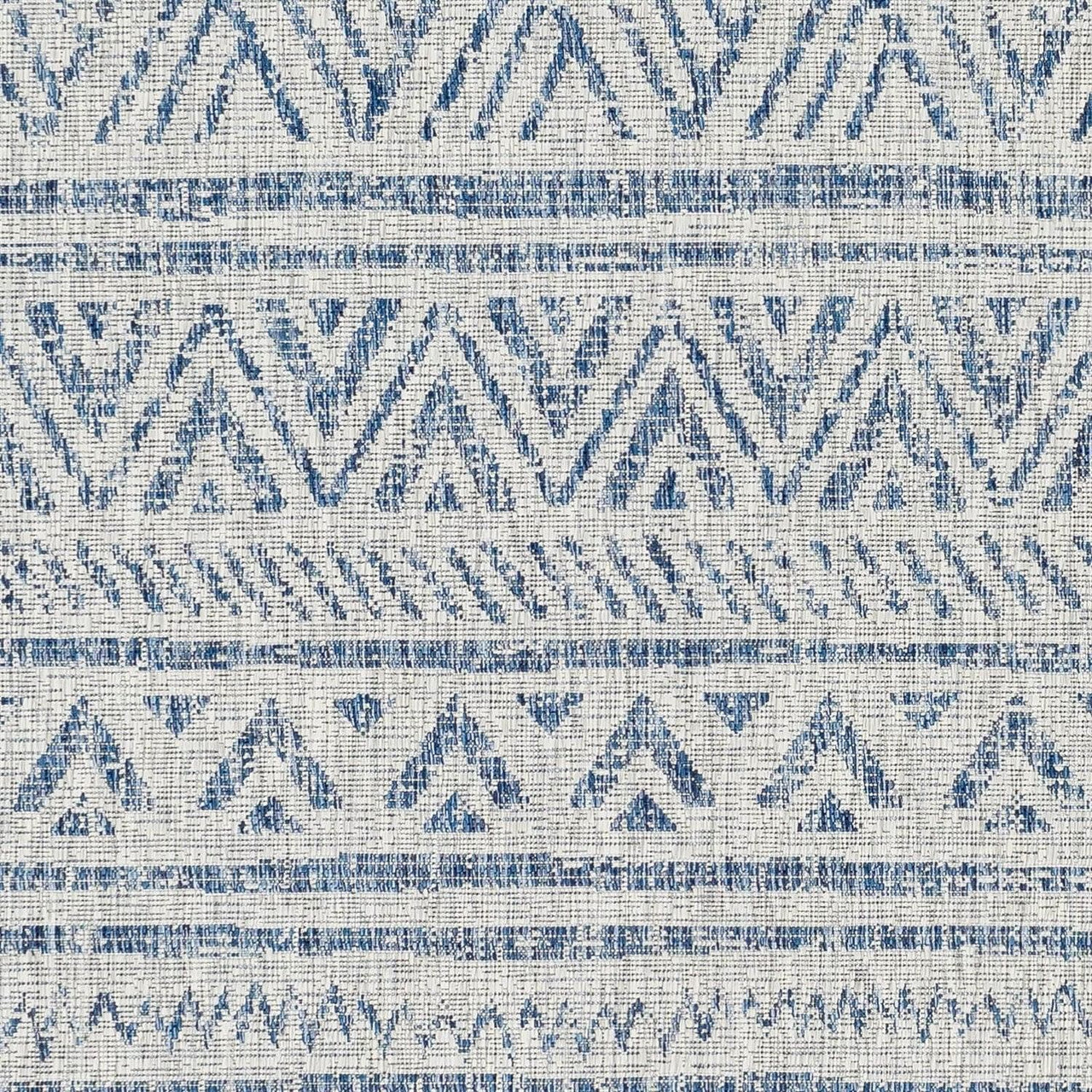 4 ft. x 6 ft. Blue Grey Chevron Coastal Boho Style Indoor Outdoor Area Rug-1