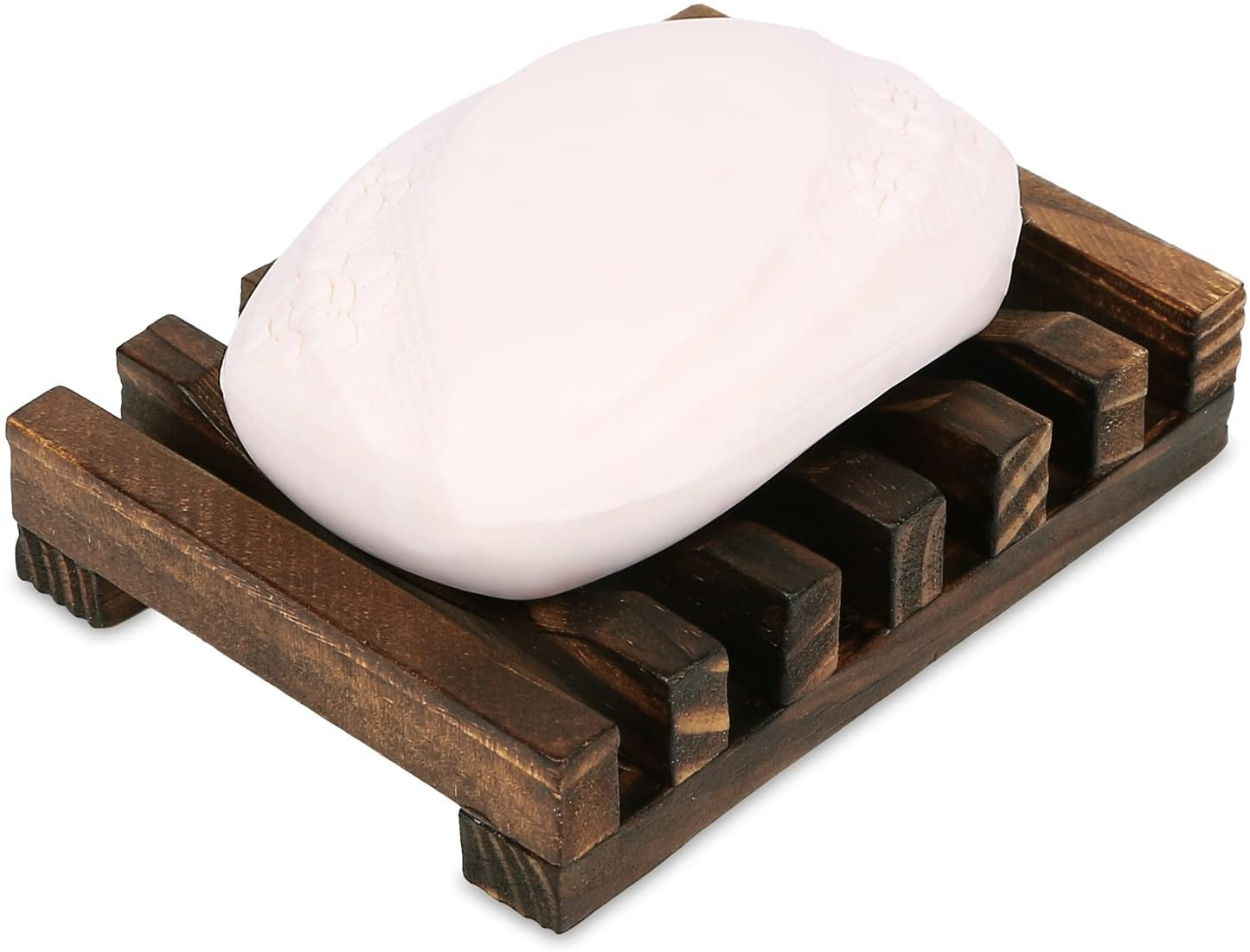 Handcrafted Wooden Soap Dish - Rectangular Sink Drainer for Soap, Sponges, and More (Single Pack)