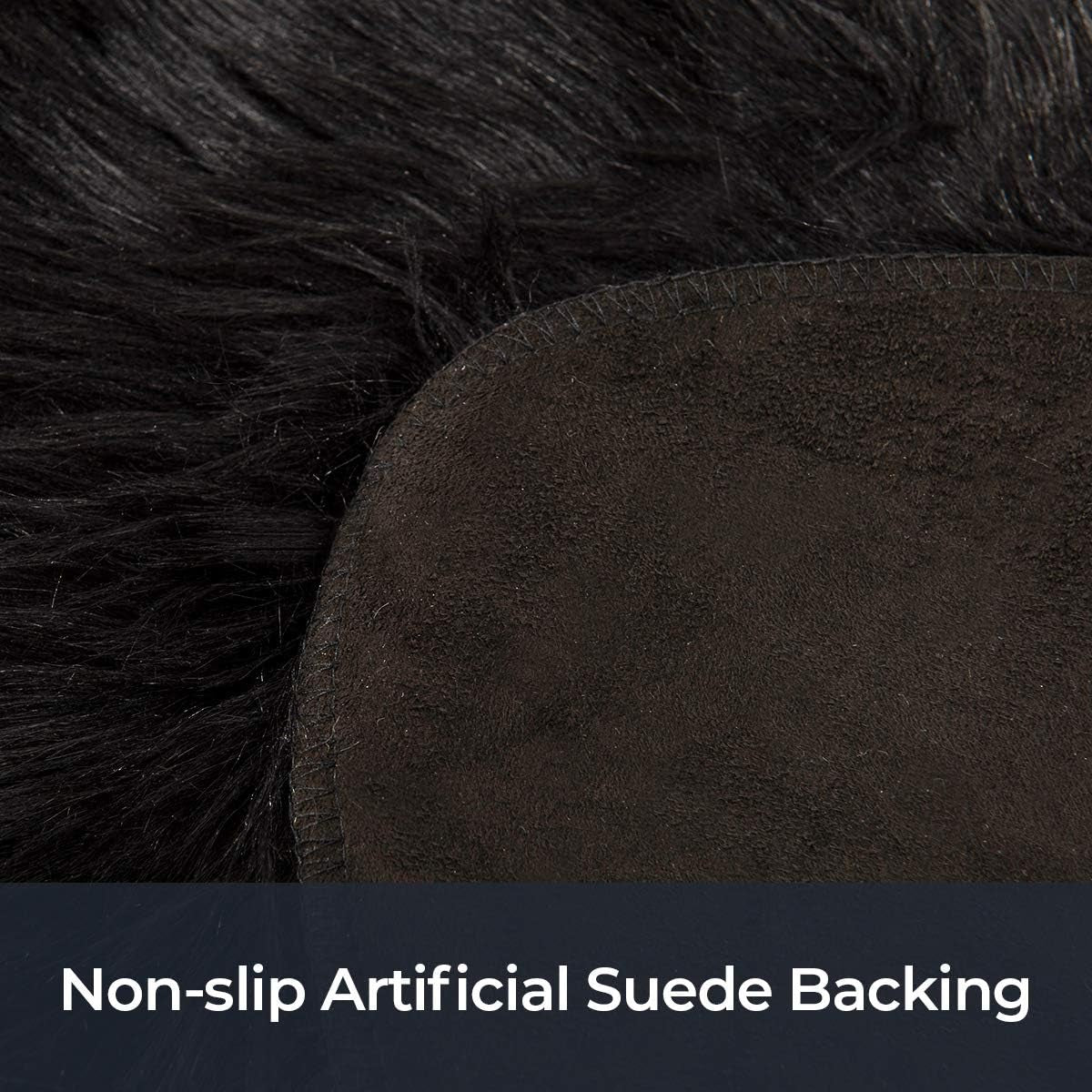 Faux Sheepskin Fur Area Rug Set, Black, 2x3 Feet, Fluffy Soft Plush Shaggy Carpet for Indoor Use, Ideal for Sofa, Chair, Bedroom, Living Room, and Home Décor