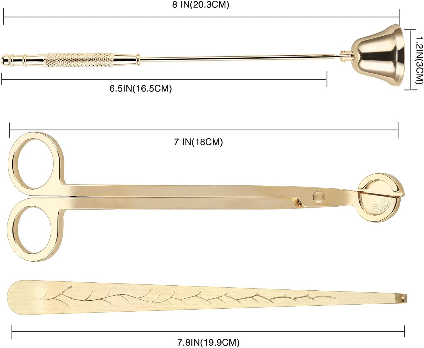 3-in-1 Candle Accessory Set - Wick Trimmer, Snuffer, and Dipper in Elegant Champagne Gold Gift Packaging for Candle Enthusiasts