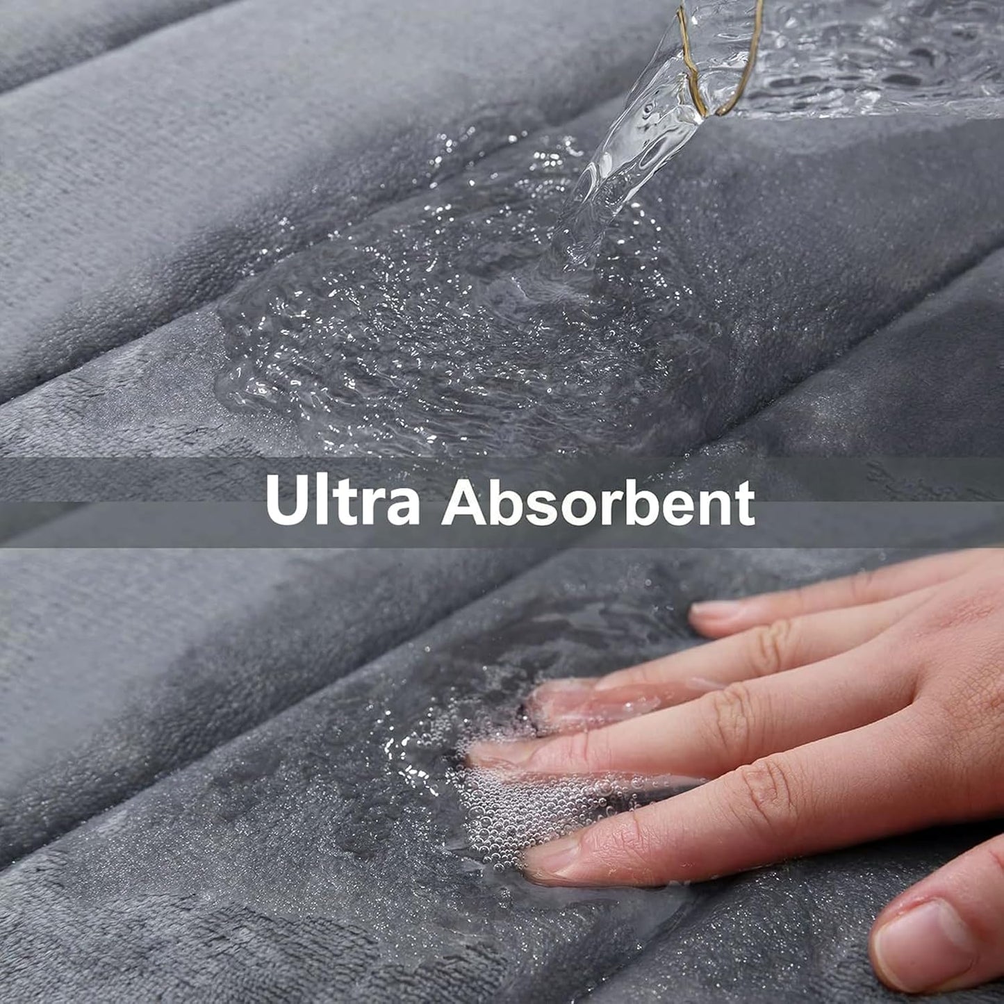 Ultra Soft Memory Foam Bath Mat Runner, 70" x 24", Non-Slip, Water Absorbent, Machine Washable, Dark Grey