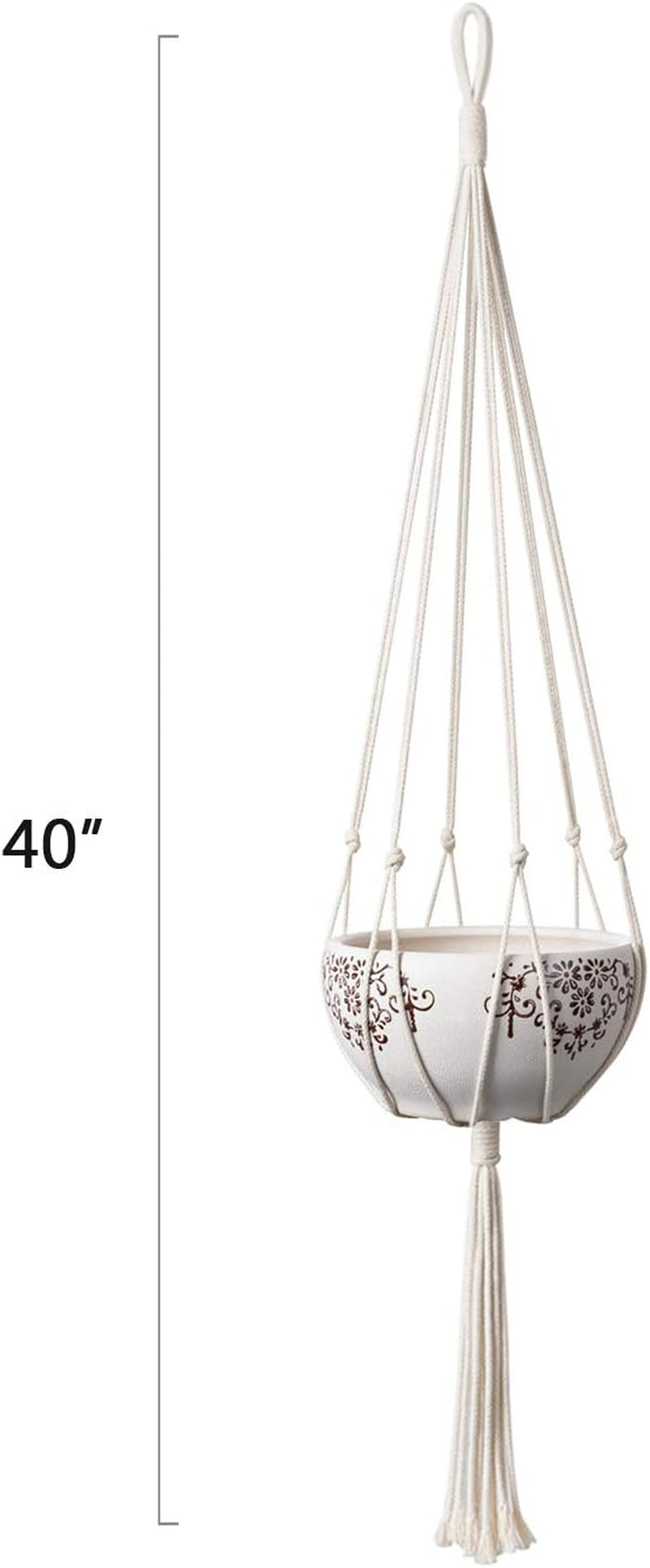 Macrame Plant Hangers - Elegant Indoor and Outdoor Cotton Rope Planter Holders with 6 Legs for Enhanced Stability, 40 Inches, Set of 2