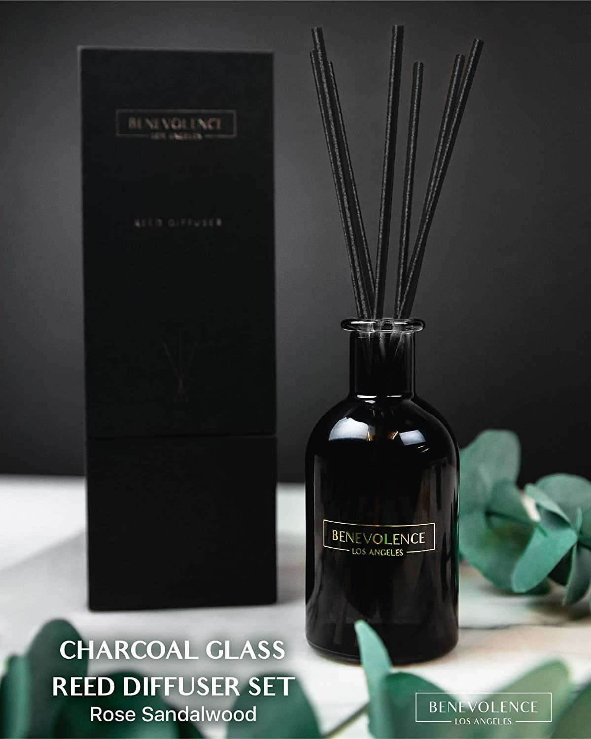 Reed Diffuser Set with Rose & Sandalwood Aromatherapy Fragrance | Elegant Home Décor Gift Box for Relaxation and Scent Enhancement