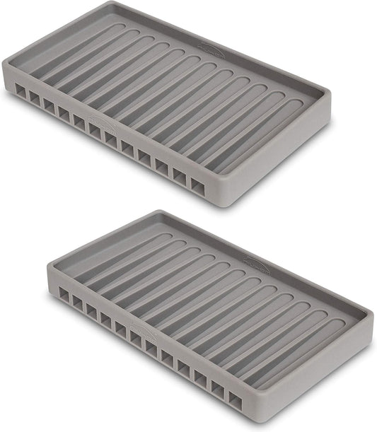 Set of 2 Self-Draining Silicone Soap Trays for Kitchen and Bathroom Sink Organization