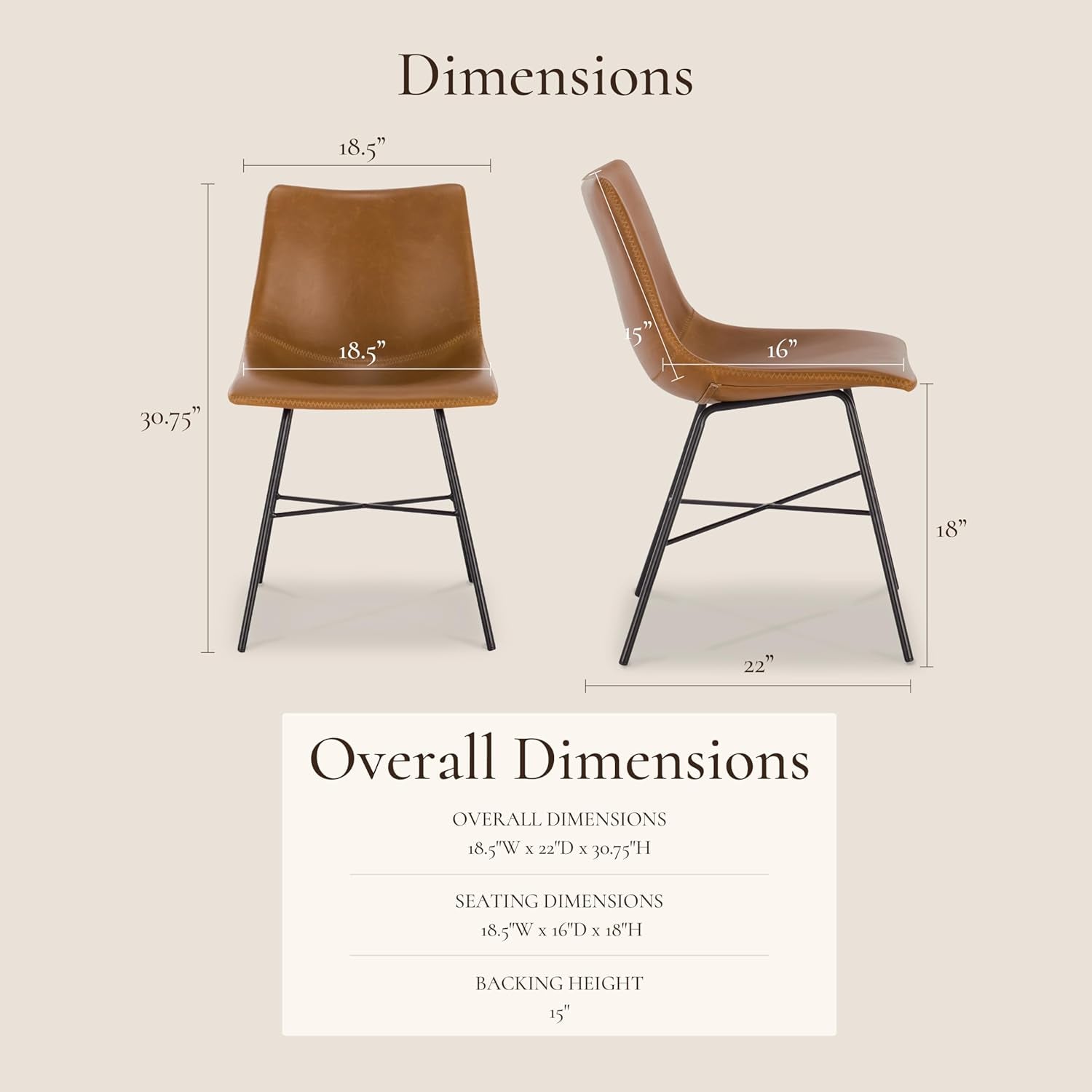 Paxton Dining Chairs, Set of 2 in Tan