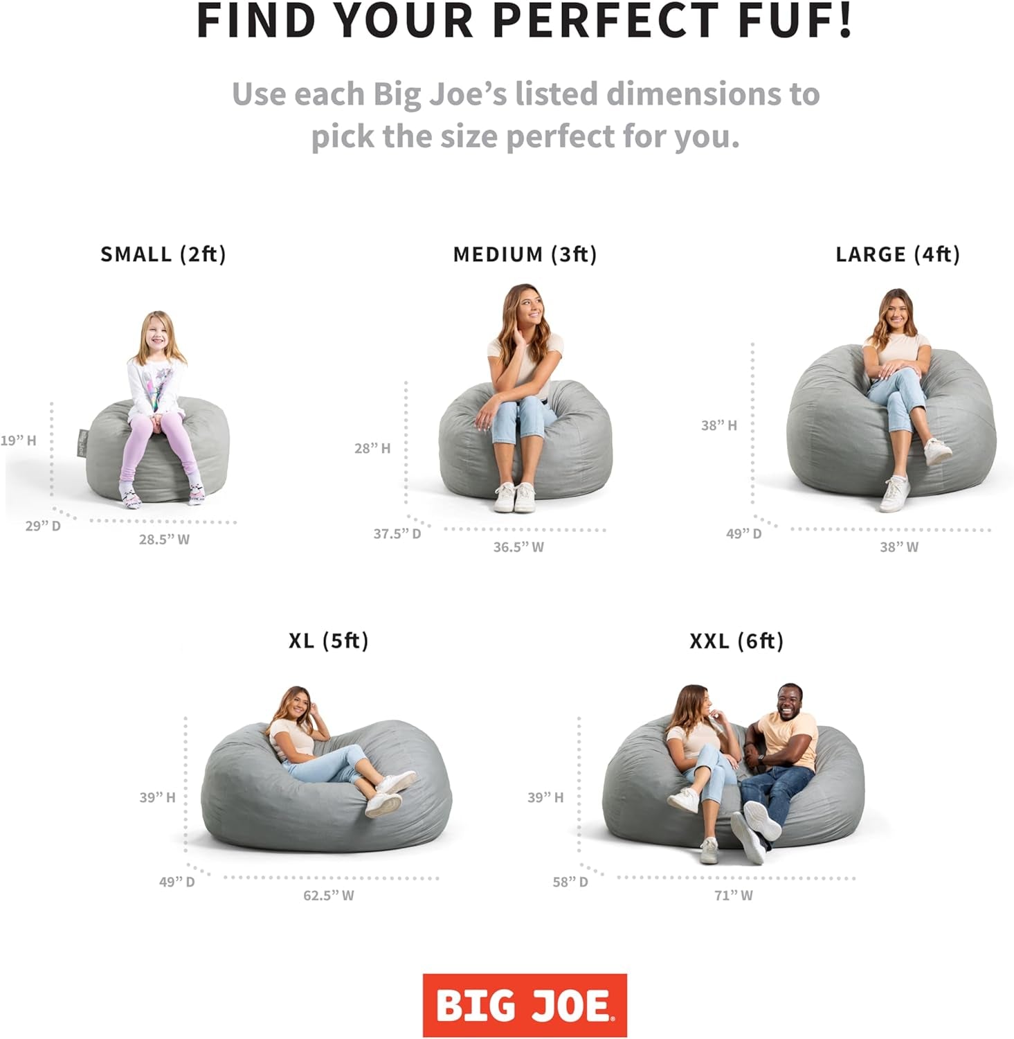 Fuf XL Foam-Filled Bean Bag Chair with Removable Cover, Cobalt Lenox, Durable Woven Polyester, 5 Feet