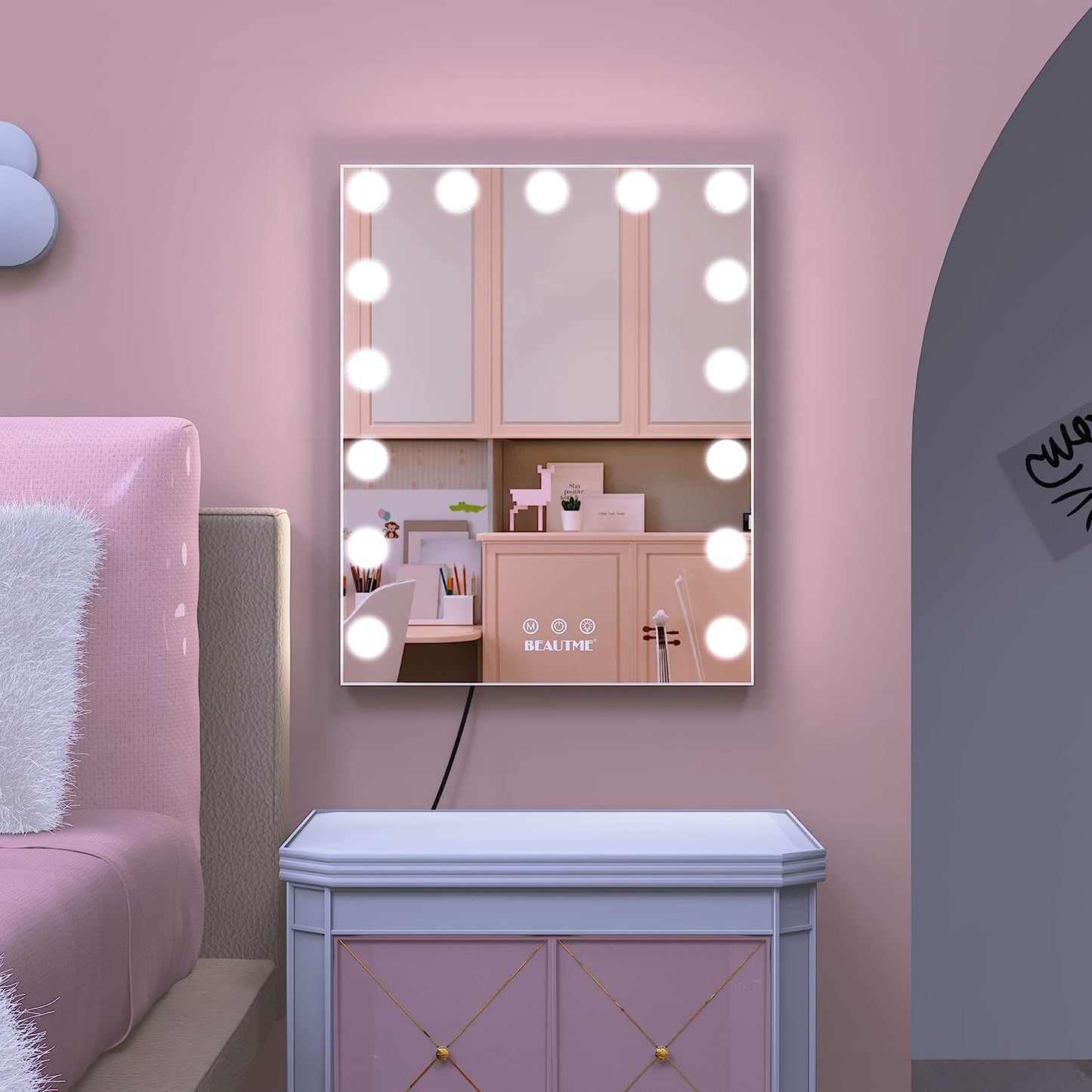 LED Lighted Vanity Mirror with Touch Control - Versatile Makeup Mirror for Dressing Table or Wall Mount