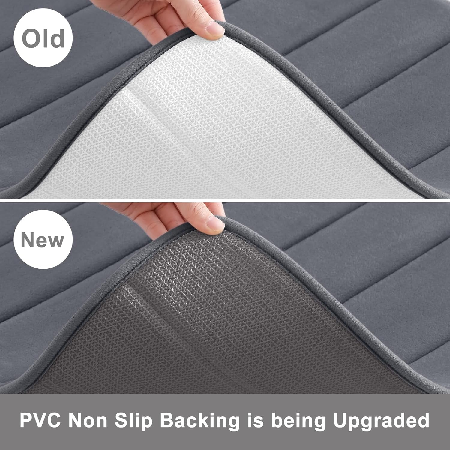 Ultra Soft Memory Foam Bath Mat Runner, 70" x 24", Non-Slip, Water Absorbent, Machine Washable, Dark Grey