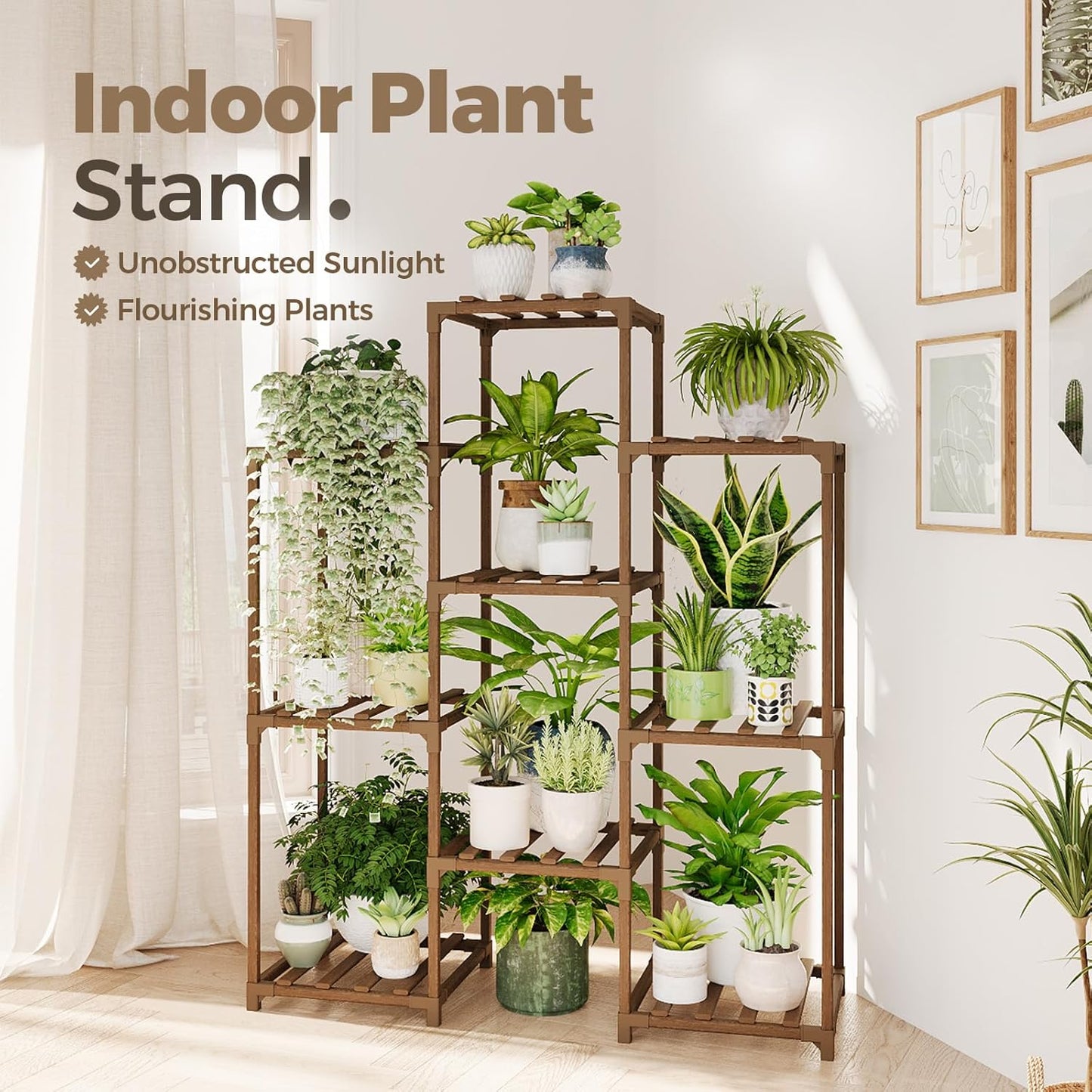 4-Tier Wooden Plant Stand for Indoor and Outdoor Use - Versatile Ladder Shelf for Multiple Plants, Ideal for Living Room and Garden Decor