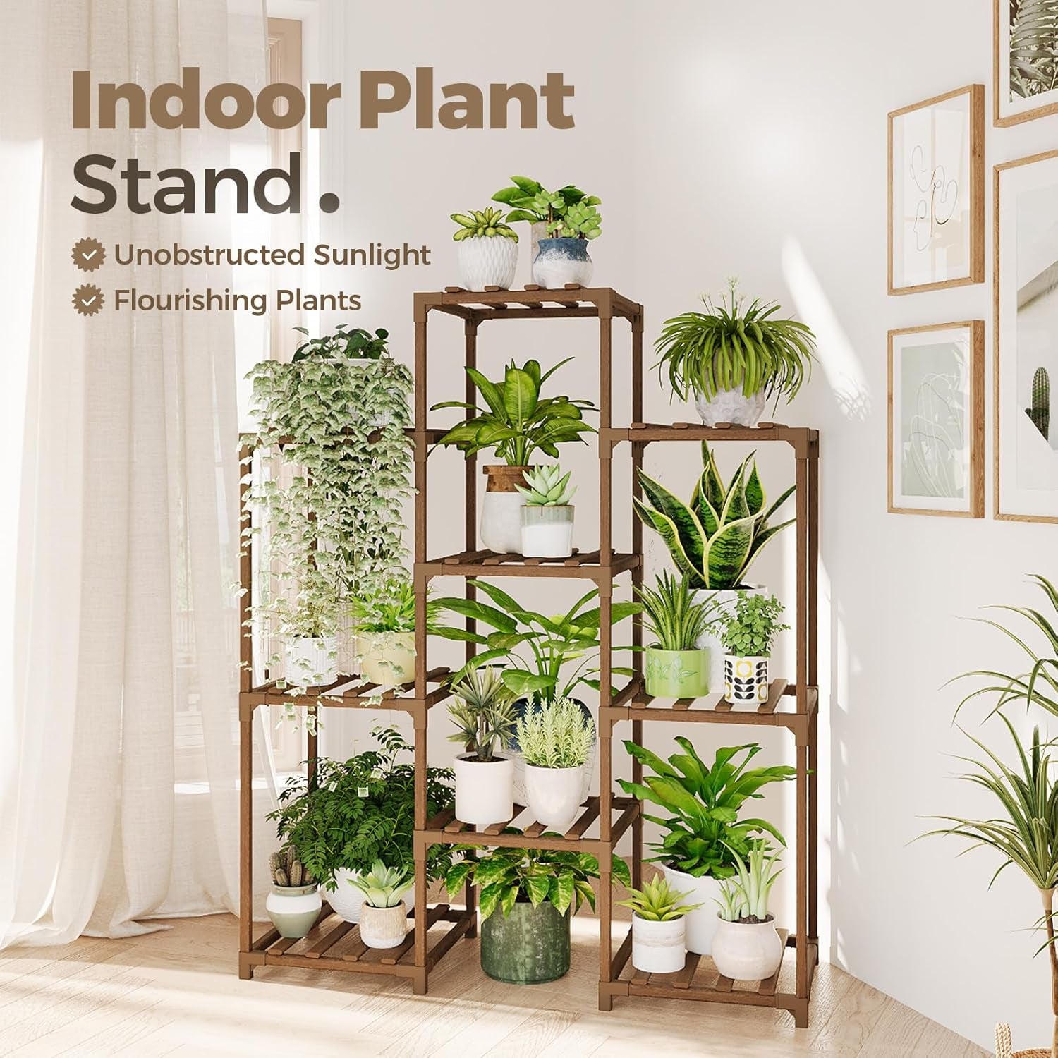 4-Tier Wooden Plant Stand for Indoor and Outdoor Use - Versatile Ladder Shelf for Multiple Plants, Ideal for Living Room and Garden Decor