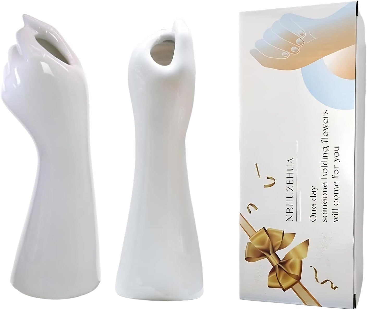 White Ceramic Flower Vases - Modern Home Decor for Living Room, Bathroom, and Centerpieces - Unique Handcrafted Small Vases for Roses and Tulips