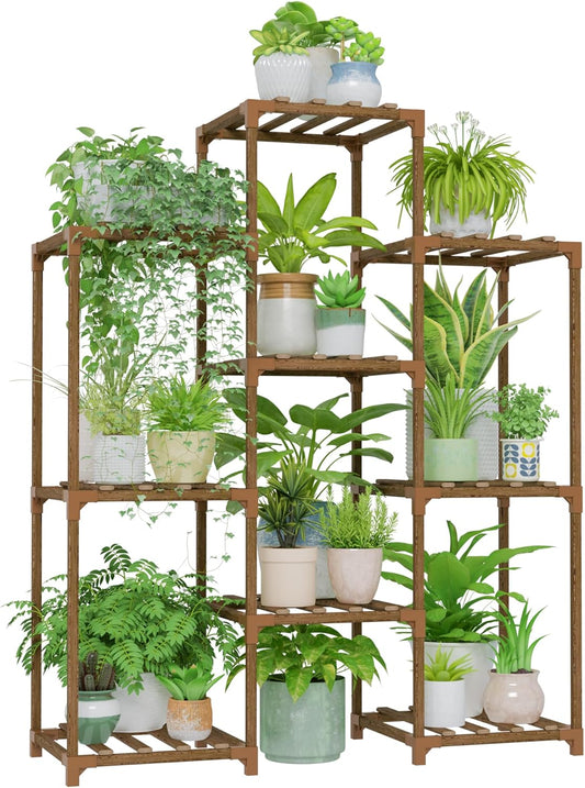 4-Tier Wooden Plant Stand for Indoor and Outdoor Use - Versatile Ladder Shelf for Multiple Plants, Ideal for Living Room and Garden Decor