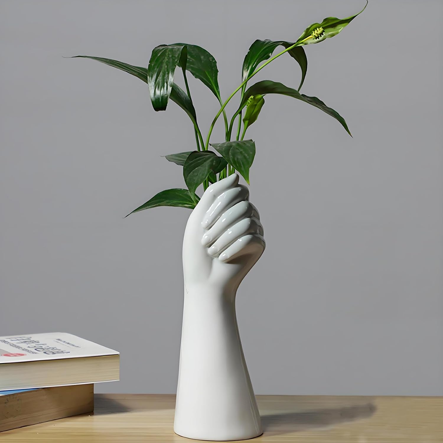 White Ceramic Flower Vases - Modern Home Decor for Living Room, Bathroom, and Centerpieces - Unique Handcrafted Small Vases for Roses and Tulips