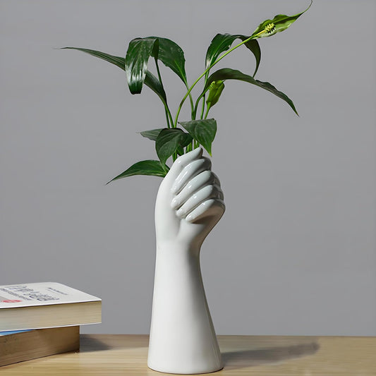 White Ceramic Flower Vases - Modern Home Decor for Living Room, Bathroom, and Centerpieces - Unique Handcrafted Small Vases for Roses and Tulips