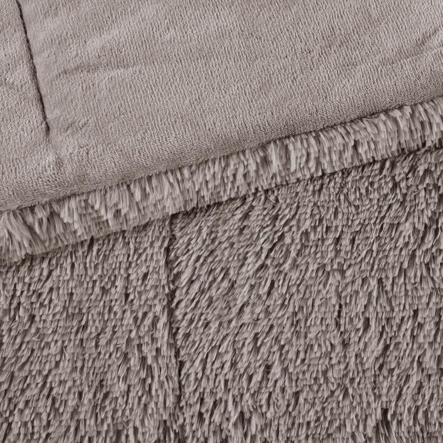 Malea Shaggy Comforter Set - Long Faux Fur Cozy Down Alternative, Modern Ultra Soft All-Season Bedding with Matching Sham, King/Cal King, Grey, 3 Piece