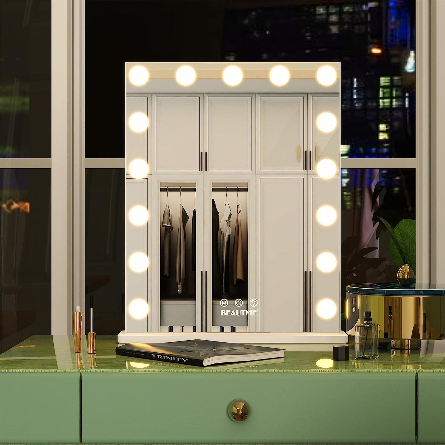 LED Lighted Vanity Mirror with Touch Control - Versatile Makeup Mirror for Dressing Table or Wall Mount