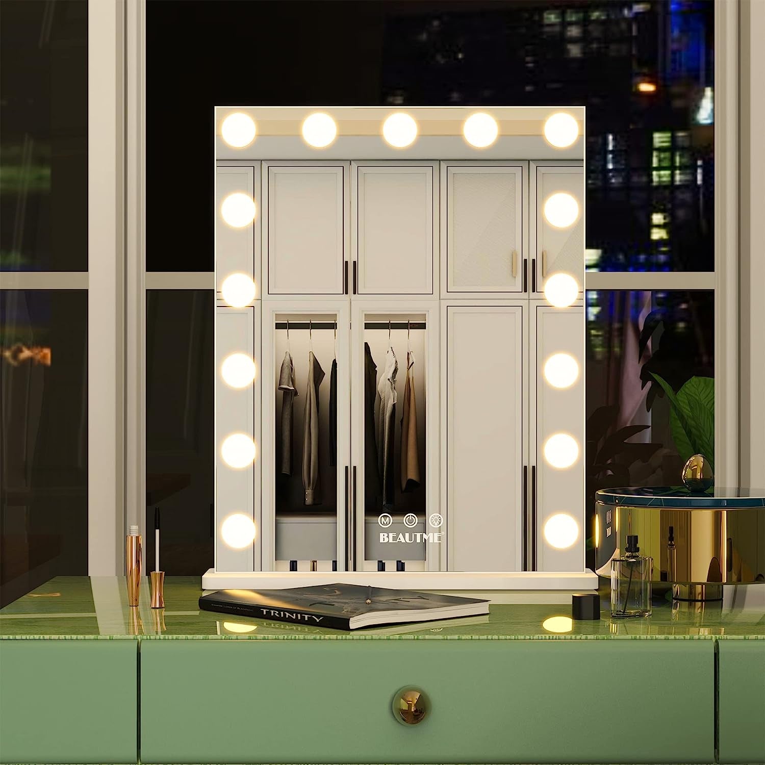 LED Lighted Vanity Mirror with Touch Control - Versatile Makeup Mirror for Dressing Table or Wall Mount