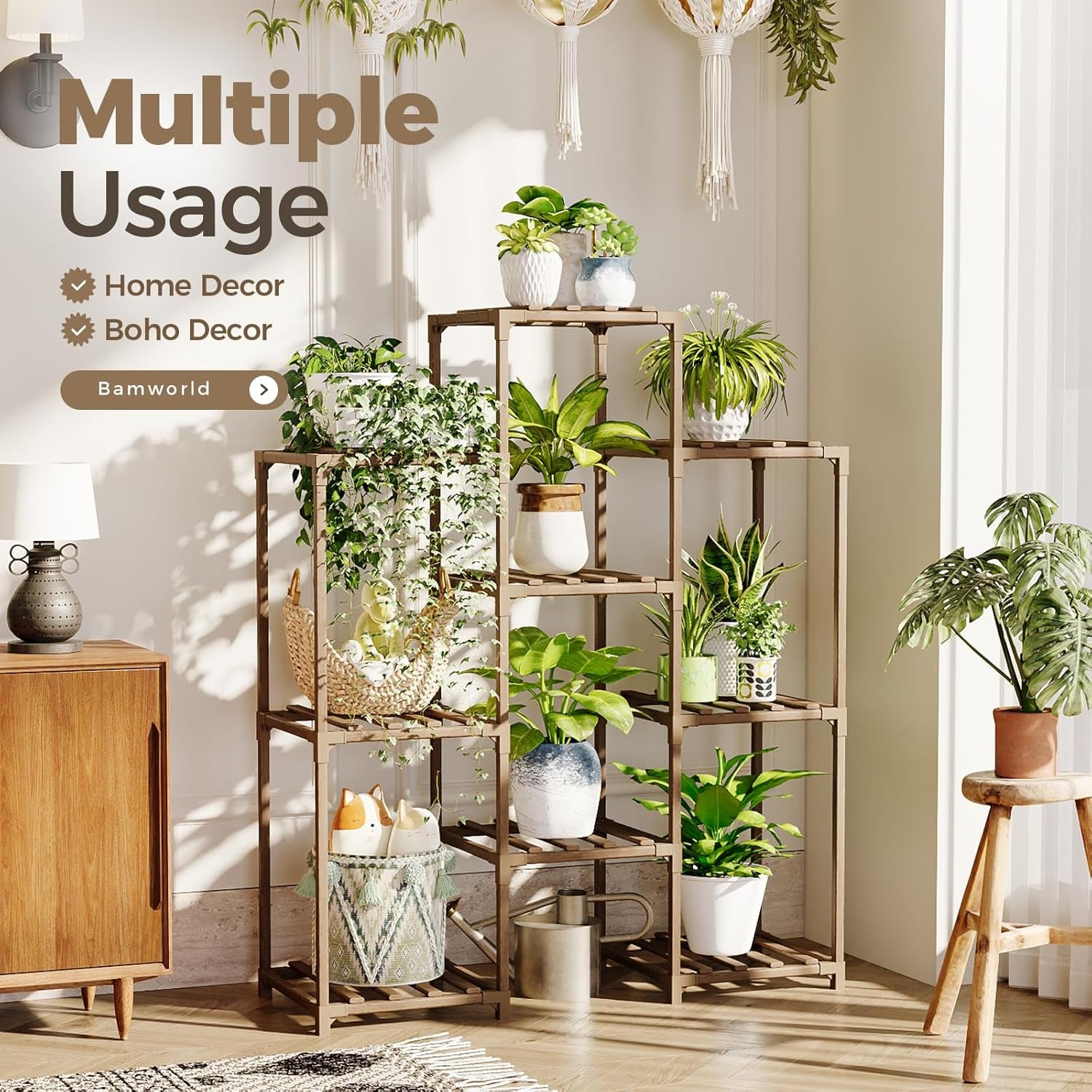 4-Tier Wooden Plant Stand for Indoor and Outdoor Use - Versatile Ladder Shelf for Multiple Plants, Ideal for Living Room and Garden Decor
