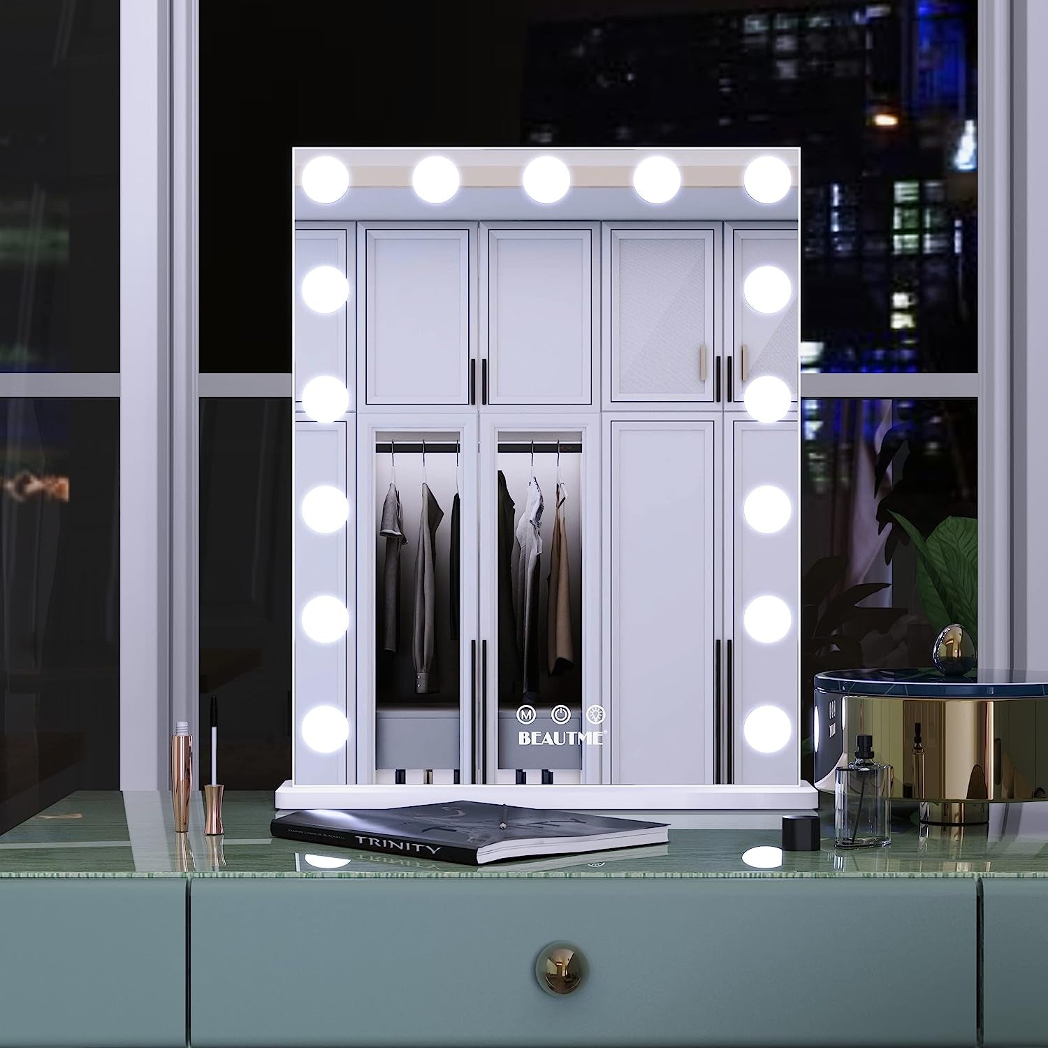 LED Lighted Vanity Mirror with Touch Control - Versatile Makeup Mirror for Dressing Table or Wall Mount
