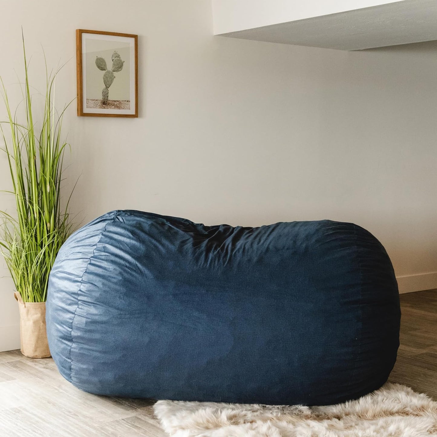 Fuf XL Foam-Filled Bean Bag Chair with Removable Cover, Cobalt Lenox, Durable Woven Polyester, 5 Feet