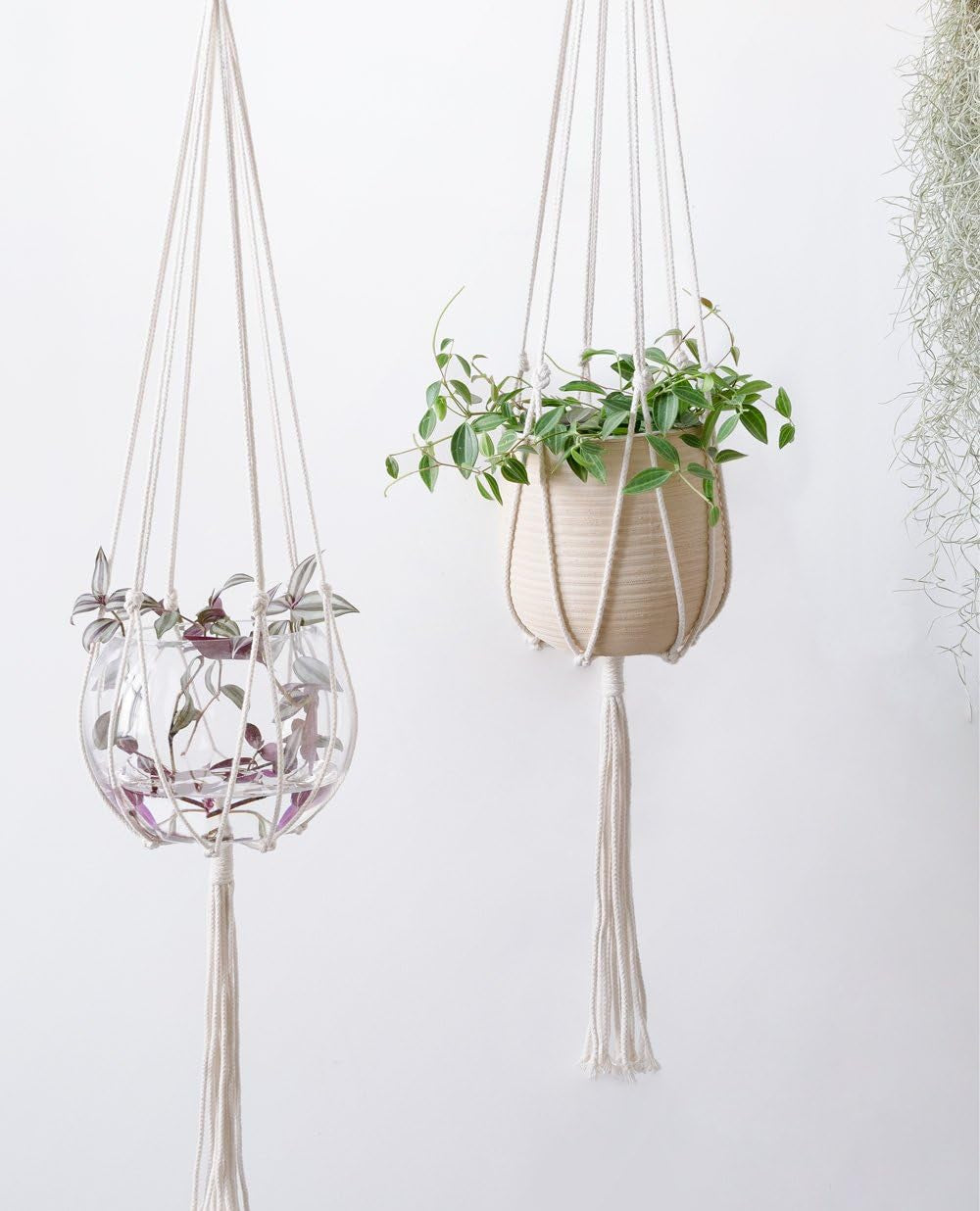 Macrame Plant Hangers - Elegant Indoor and Outdoor Cotton Rope Planter Holders with 6 Legs for Enhanced Stability, 40 Inches, Set of 2