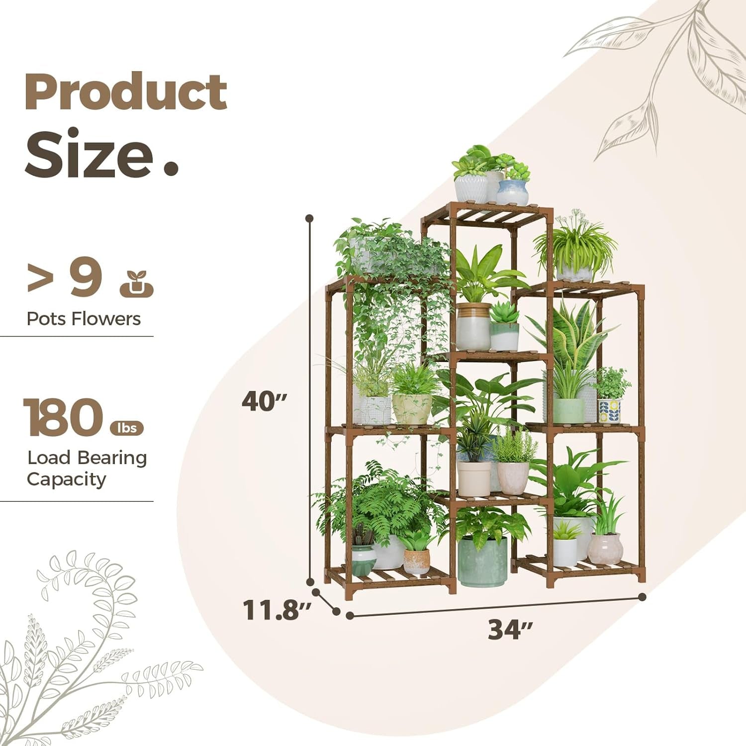 4-Tier Wooden Plant Stand for Indoor and Outdoor Use - Versatile Ladder Shelf for Multiple Plants, Ideal for Living Room and Garden Decor