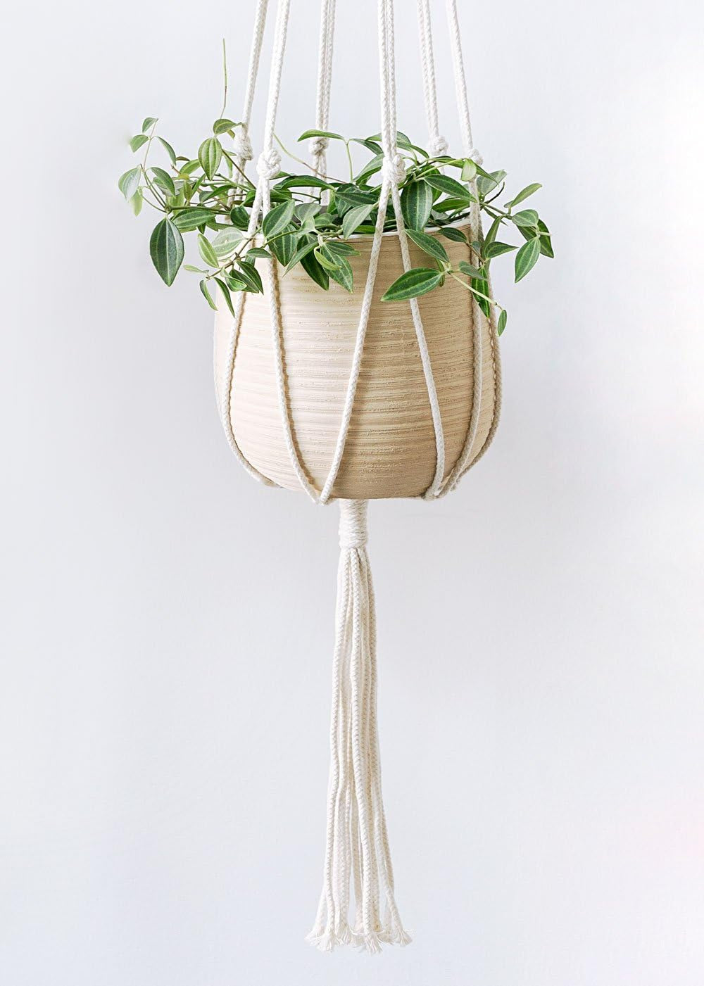 Macrame Plant Hangers - Elegant Indoor and Outdoor Cotton Rope Planter Holders with 6 Legs for Enhanced Stability, 40 Inches, Set of 2