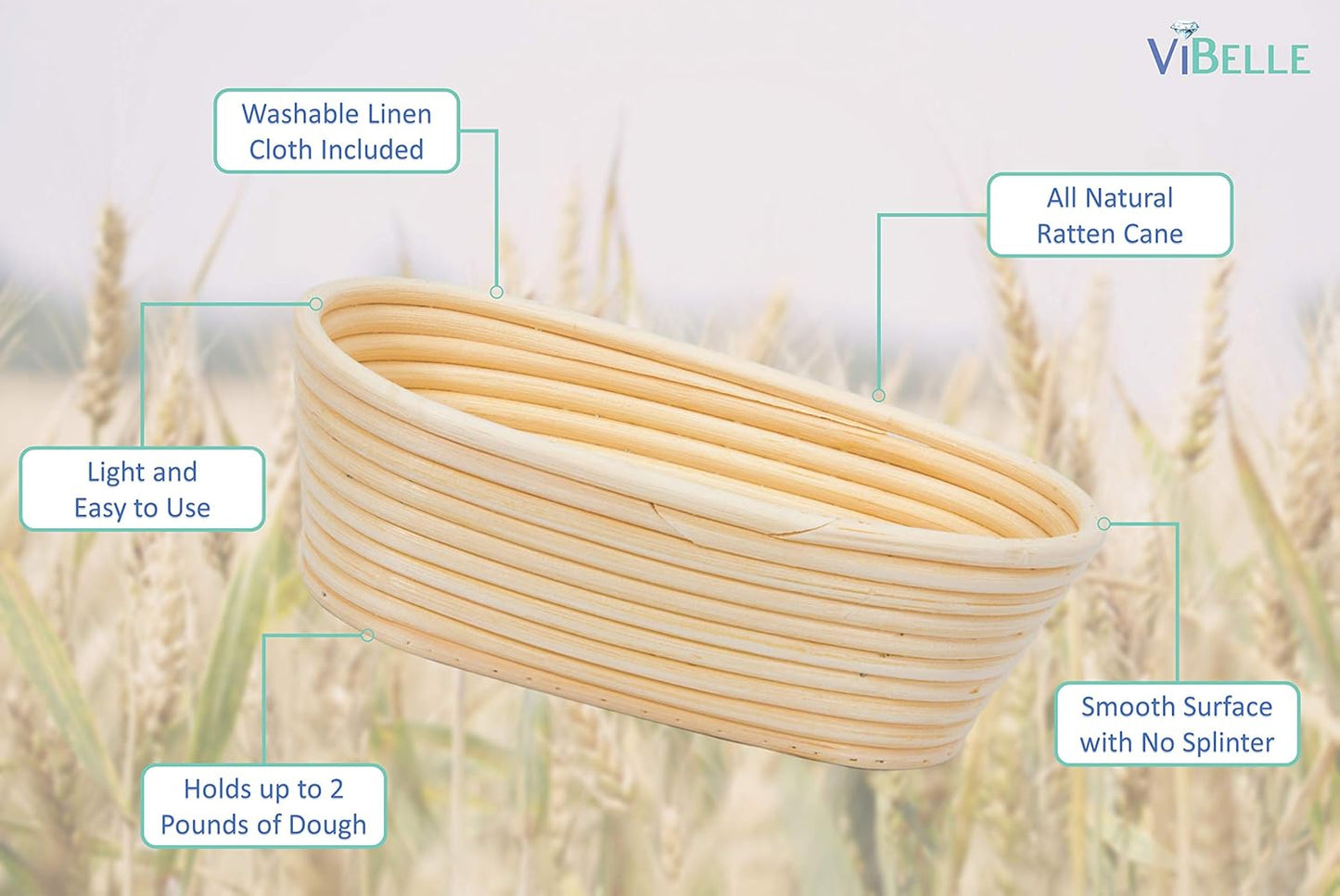10-Inch Oval Bread Banneton Proofing Basket Set - Handmade Sourdough Bread Basket with Stencils for Professional and Home Bakers - Perfect Gift for Birthdays