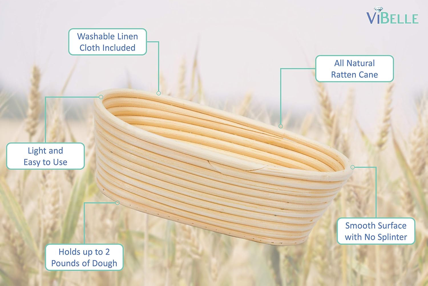 10-Inch Oval Bread Banneton Proofing Basket Set - Handmade Sourdough Bread Basket with Stencils for Professional and Home Bakers - Perfect Gift for Birthdays