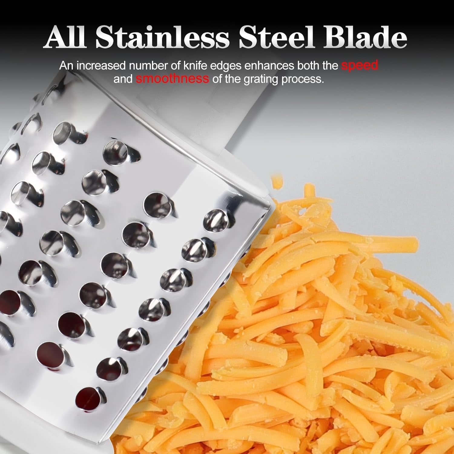 Hand Crank Rotary Cheese Grater and Kitchen Shredder with Drum Blades for Cheese, Vegetables, Nuts, and Chocolate - Includes 3 Blades, Green