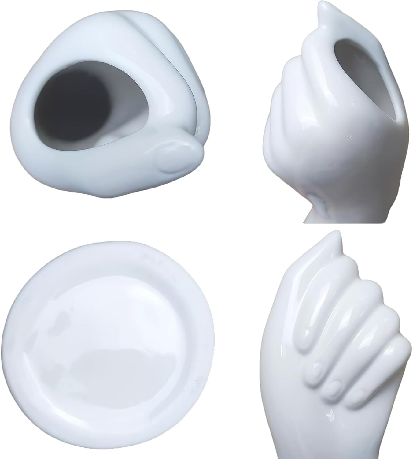 White Ceramic Flower Vases - Modern Home Decor for Living Room, Bathroom, and Centerpieces - Unique Handcrafted Small Vases for Roses and Tulips