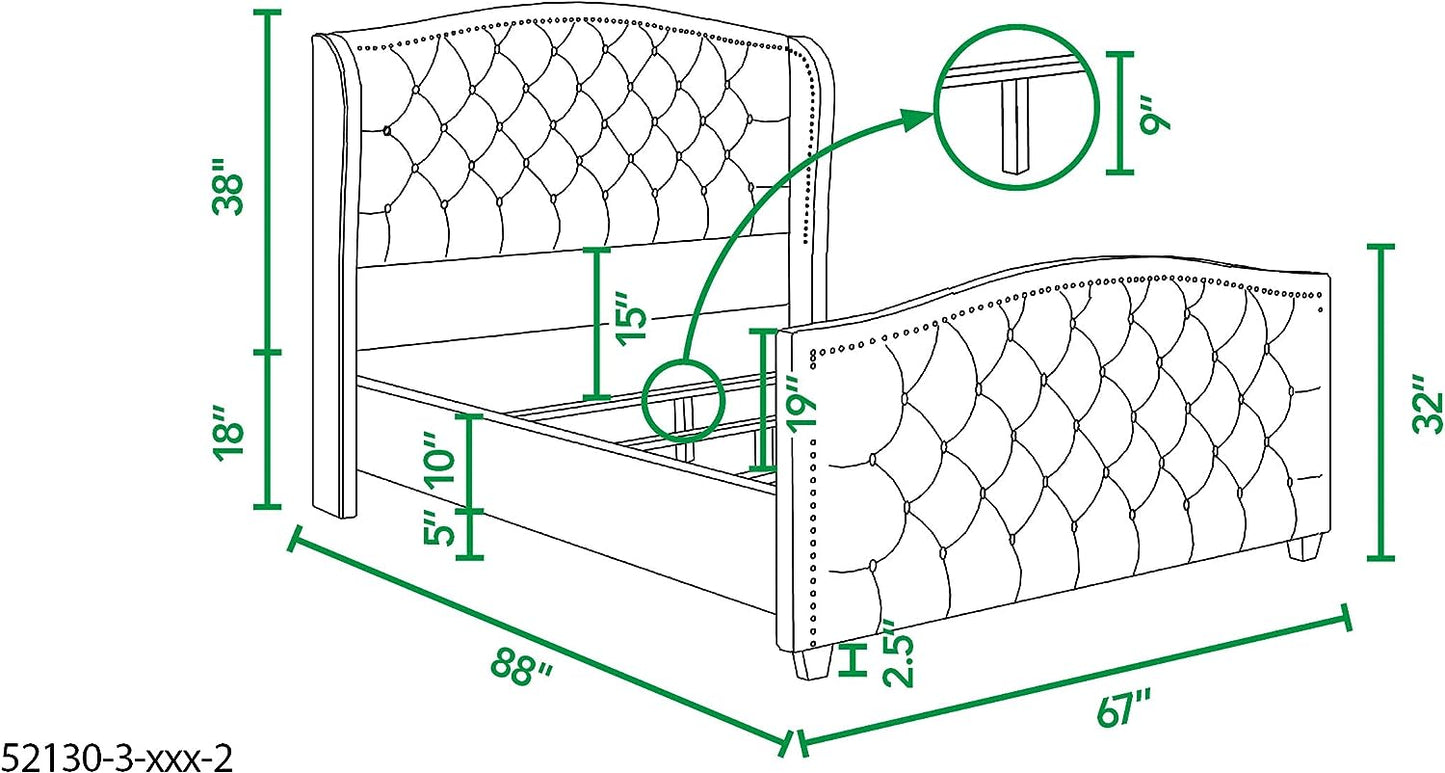Marcella Queen Upholstered Shelter Headboard Bed Set in Olive Green Performance Velvet