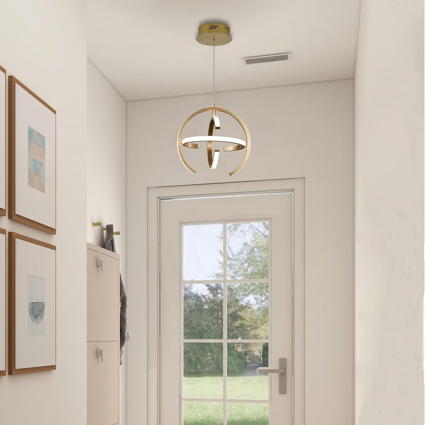 Contemporary LED Chandelier, Gold Globe Pendant Lighting, 4000K Dimmable Indoor Fixture, 19.2W for Dining Room, Kitchen Island, Bedroom, Living Room, and Foyer