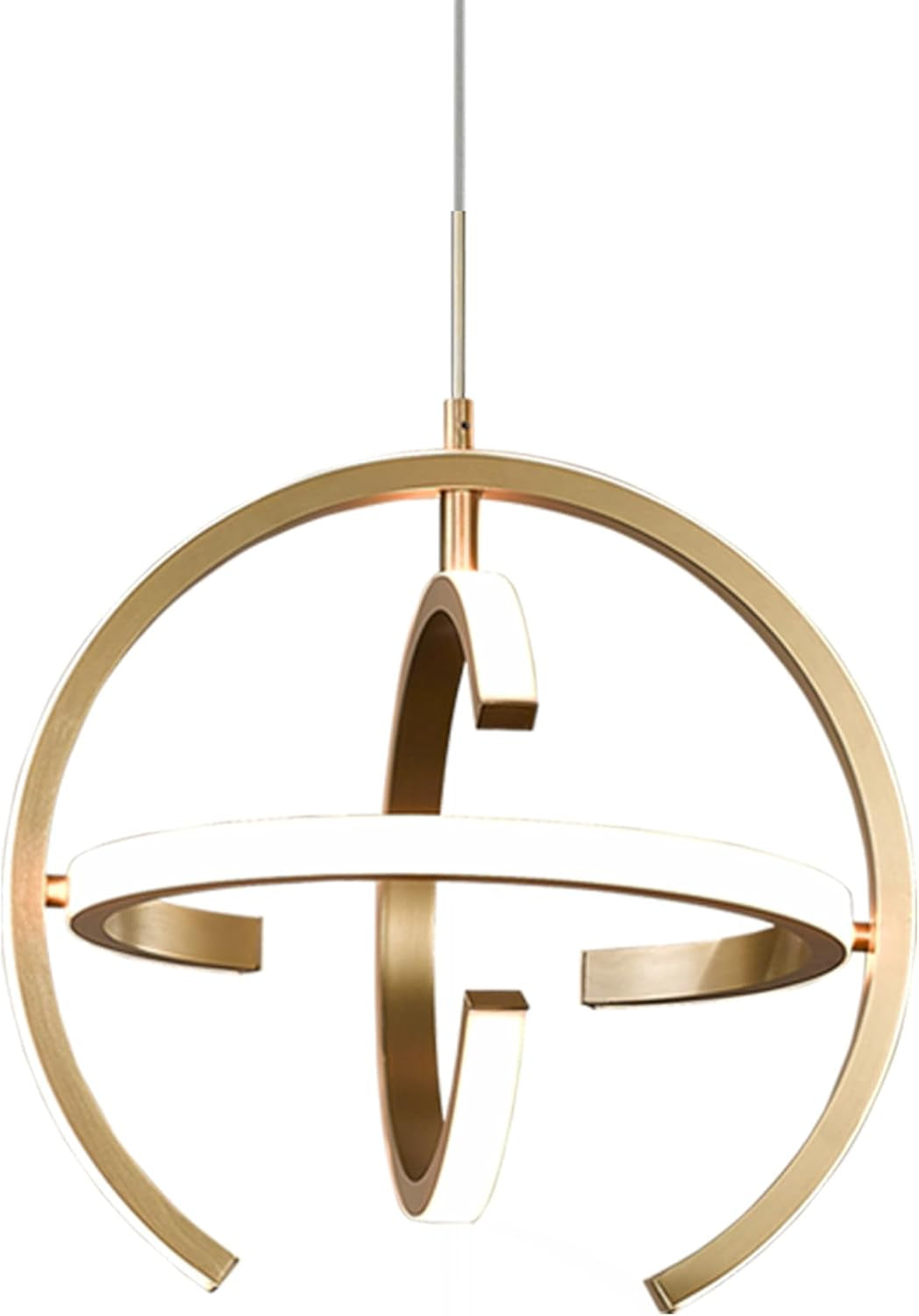 Contemporary LED Chandelier, Gold Globe Pendant Lighting, 4000K Dimmable Indoor Fixture, 19.2W for Dining Room, Kitchen Island, Bedroom, Living Room, and Foyer