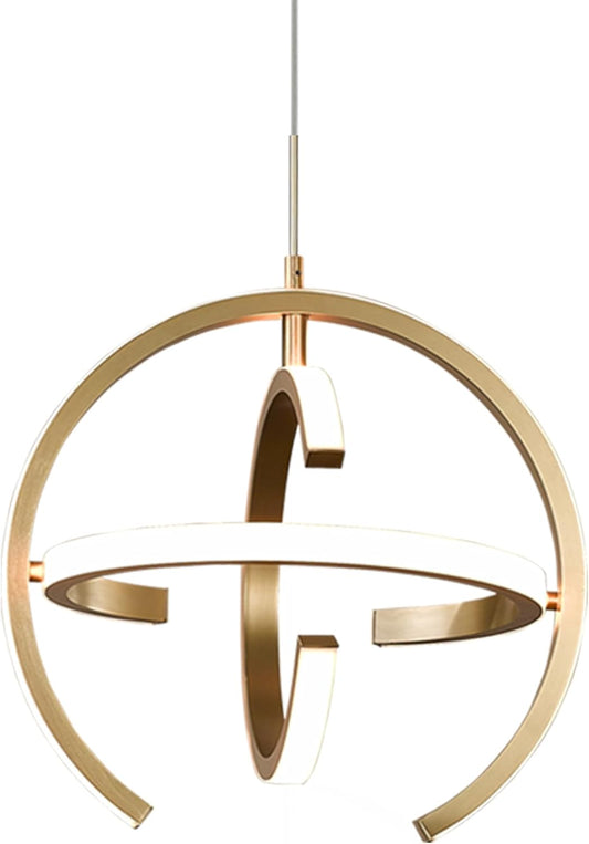 Contemporary LED Chandelier, Gold Globe Pendant Lighting, 4000K Dimmable Indoor Fixture, 19.2W for Dining Room, Kitchen Island, Bedroom, Living Room, and Foyer