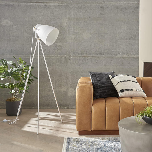 Nourish Home 57-Inch Tripod Floor Lamp - Modern Industrial Transitional Design for Bedroom, Living Room, and Office - White Finish