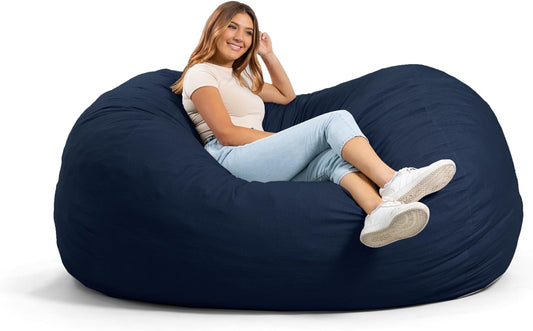 Fuf XL Foam-Filled Bean Bag Chair with Removable Cover, Cobalt Lenox, Durable Woven Polyester, 5 Feet