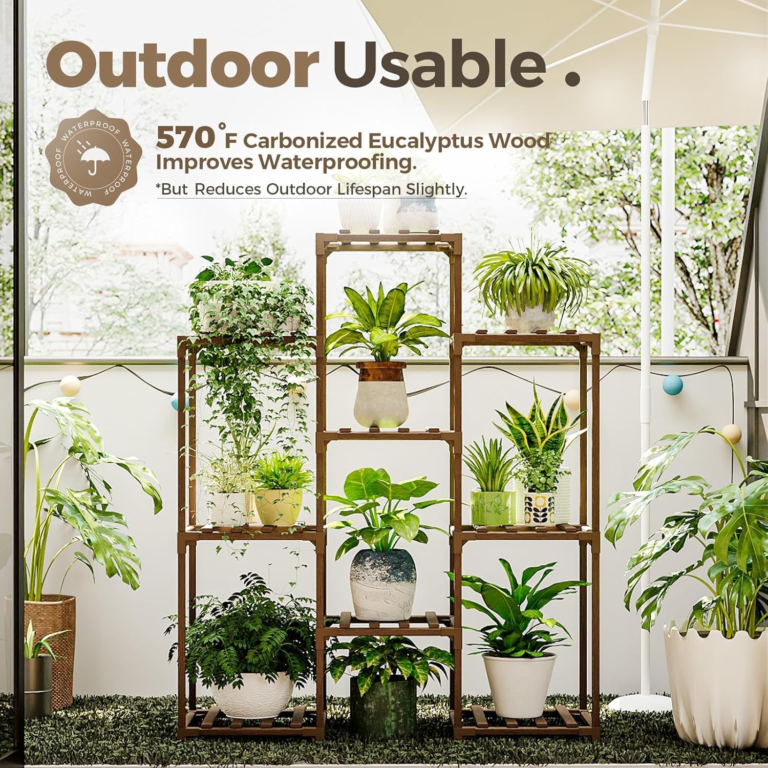 4-Tier Wooden Plant Stand for Indoor and Outdoor Use - Versatile Ladder Shelf for Multiple Plants, Ideal for Living Room and Garden Decor