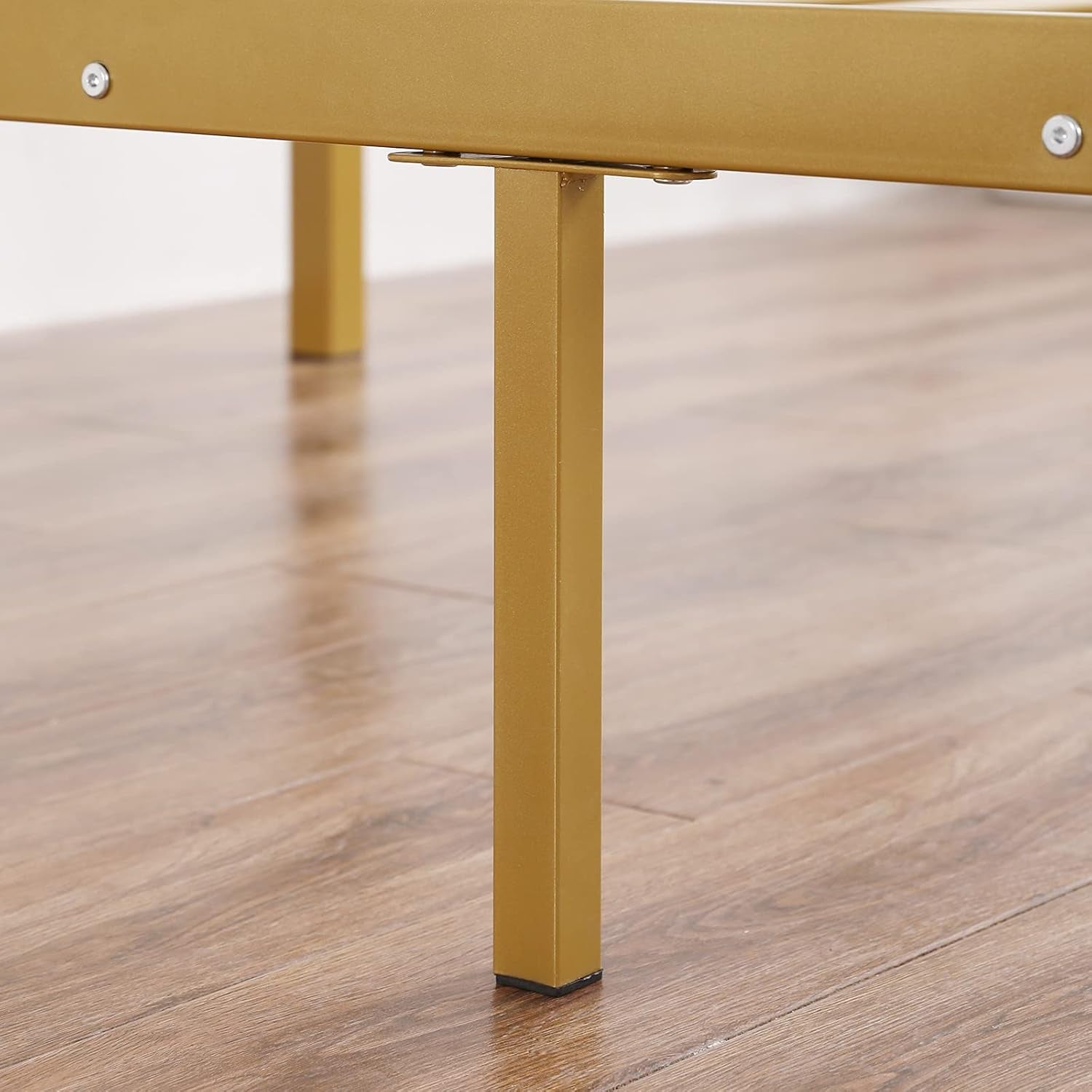 Full Size Gold Canopy Bed Frame with Headboard and 11-Inch Under-Bed Storage